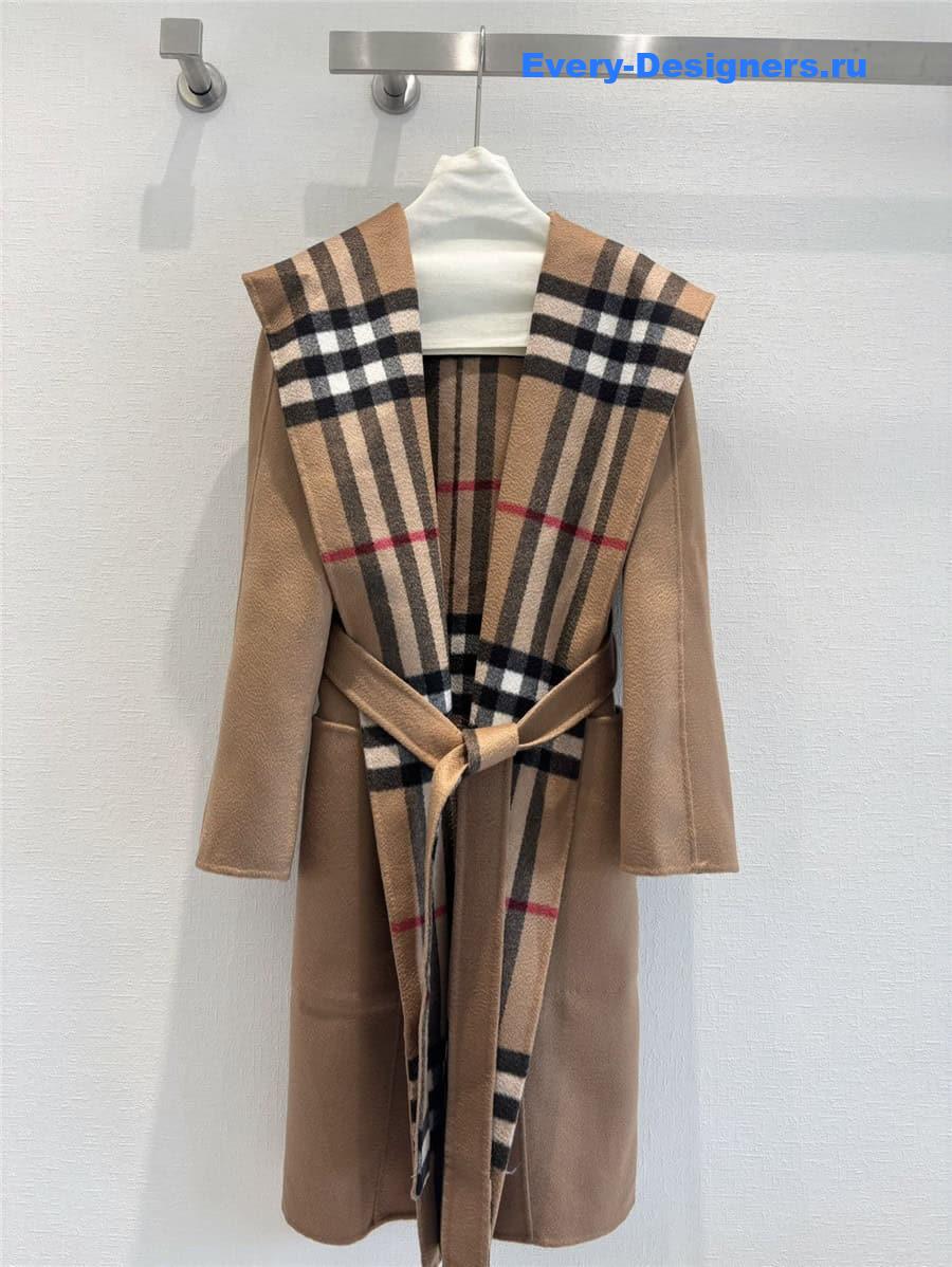 Bv*b*rry lapel hooded coat