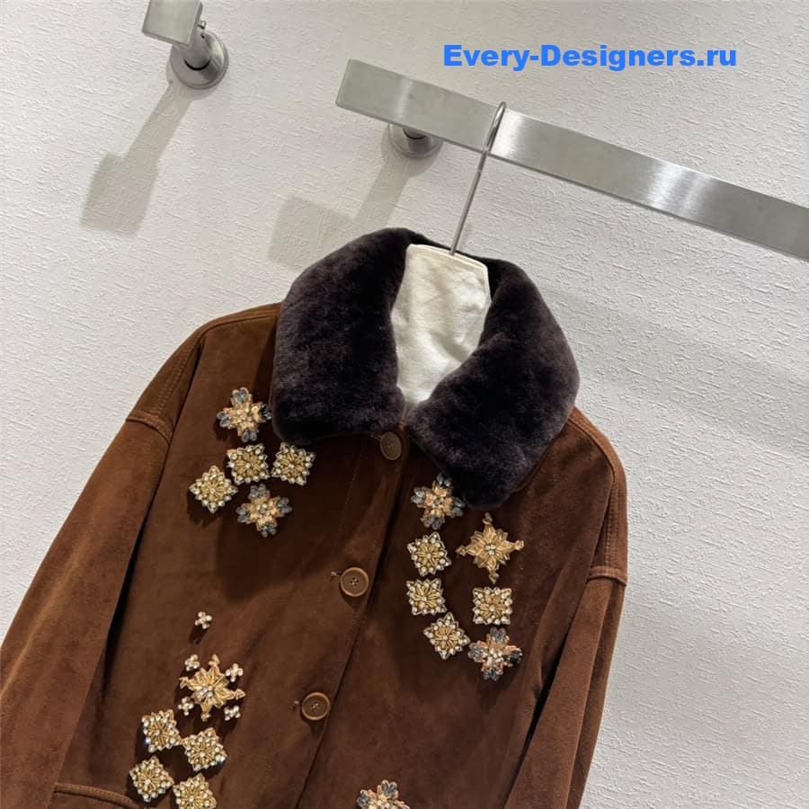 M1um1u rabbit fur lapel coat