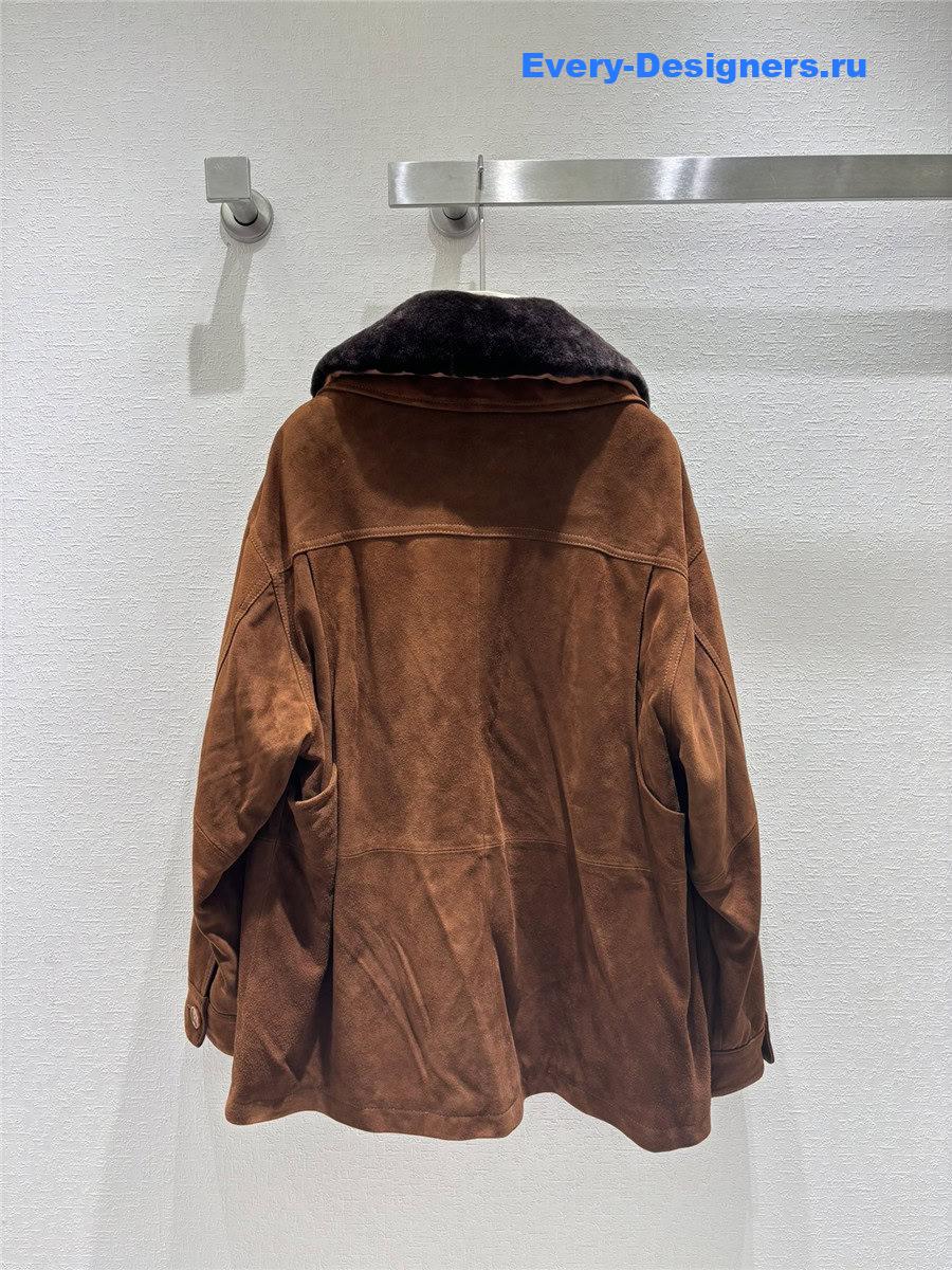 M1um1u rabbit fur lapel coat
