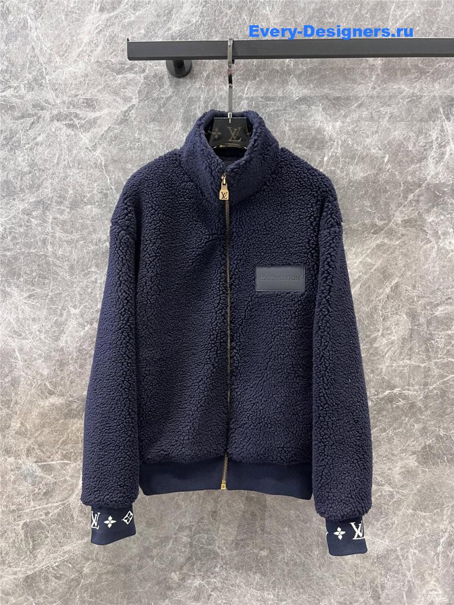l0vis Vvtt0n lv stand collar grain fleece jacket