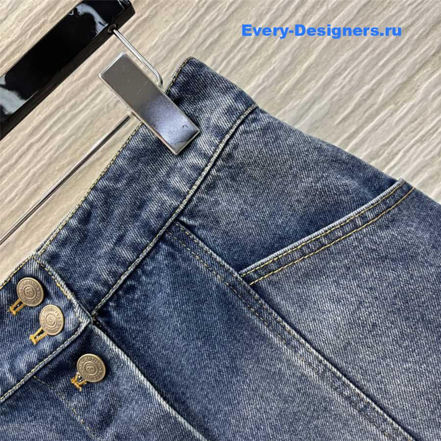 Va1e*ntin0 ribbon embroidered denim skirt