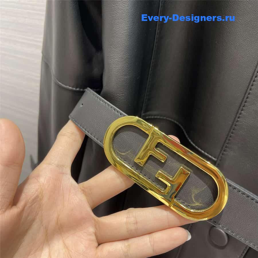 F**di long belted leather trench coat