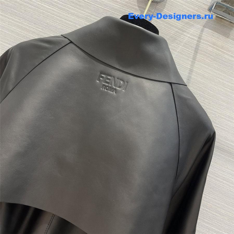 F**di long belted leather trench coat