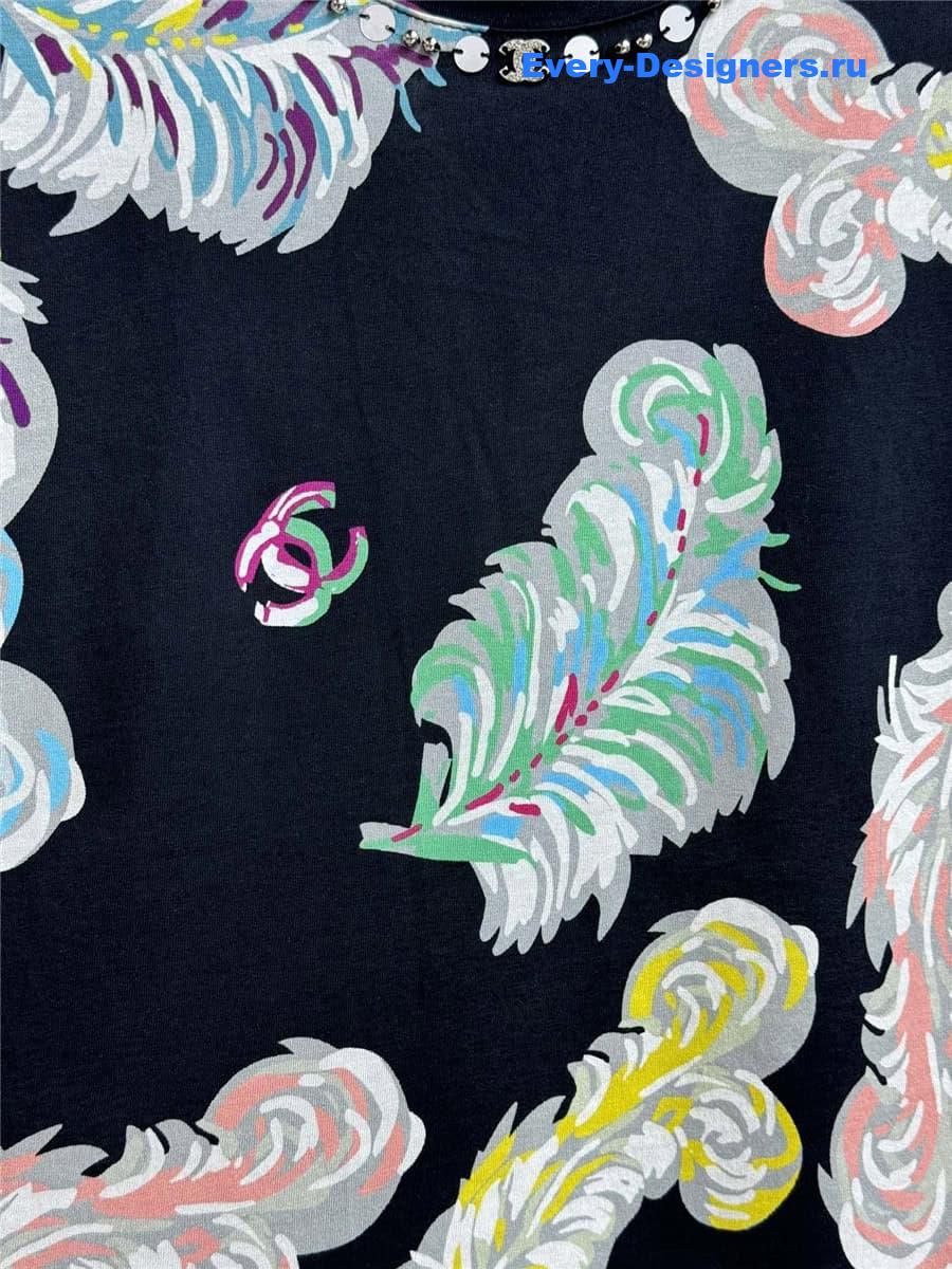 CC feather print T-shirt