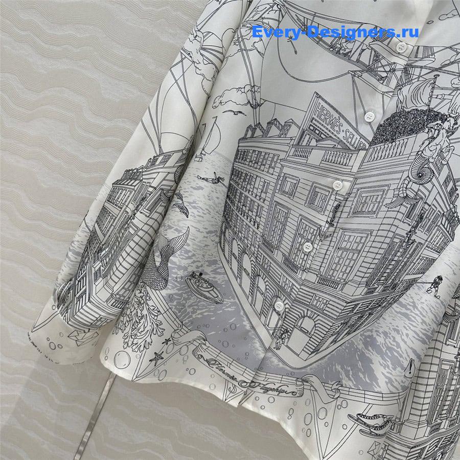 H**me5 scarf print silk shirt