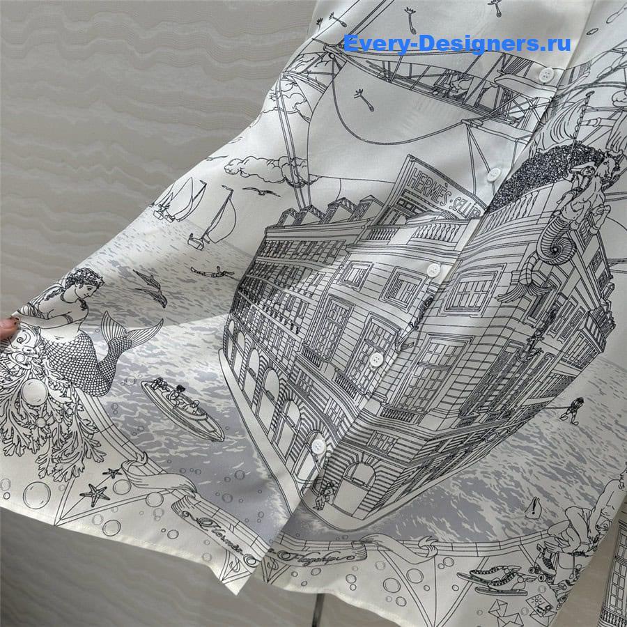 H**me5 scarf print silk shirt