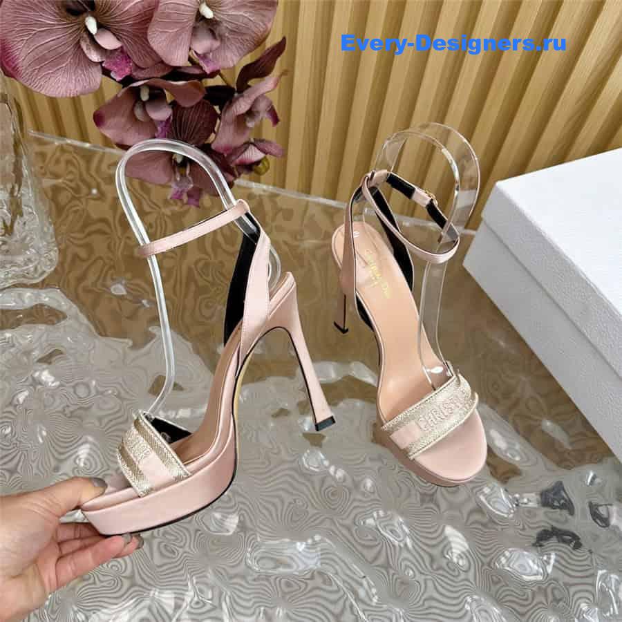 Dway Gold-Tone Cotton Embroidered Heeled Sandals