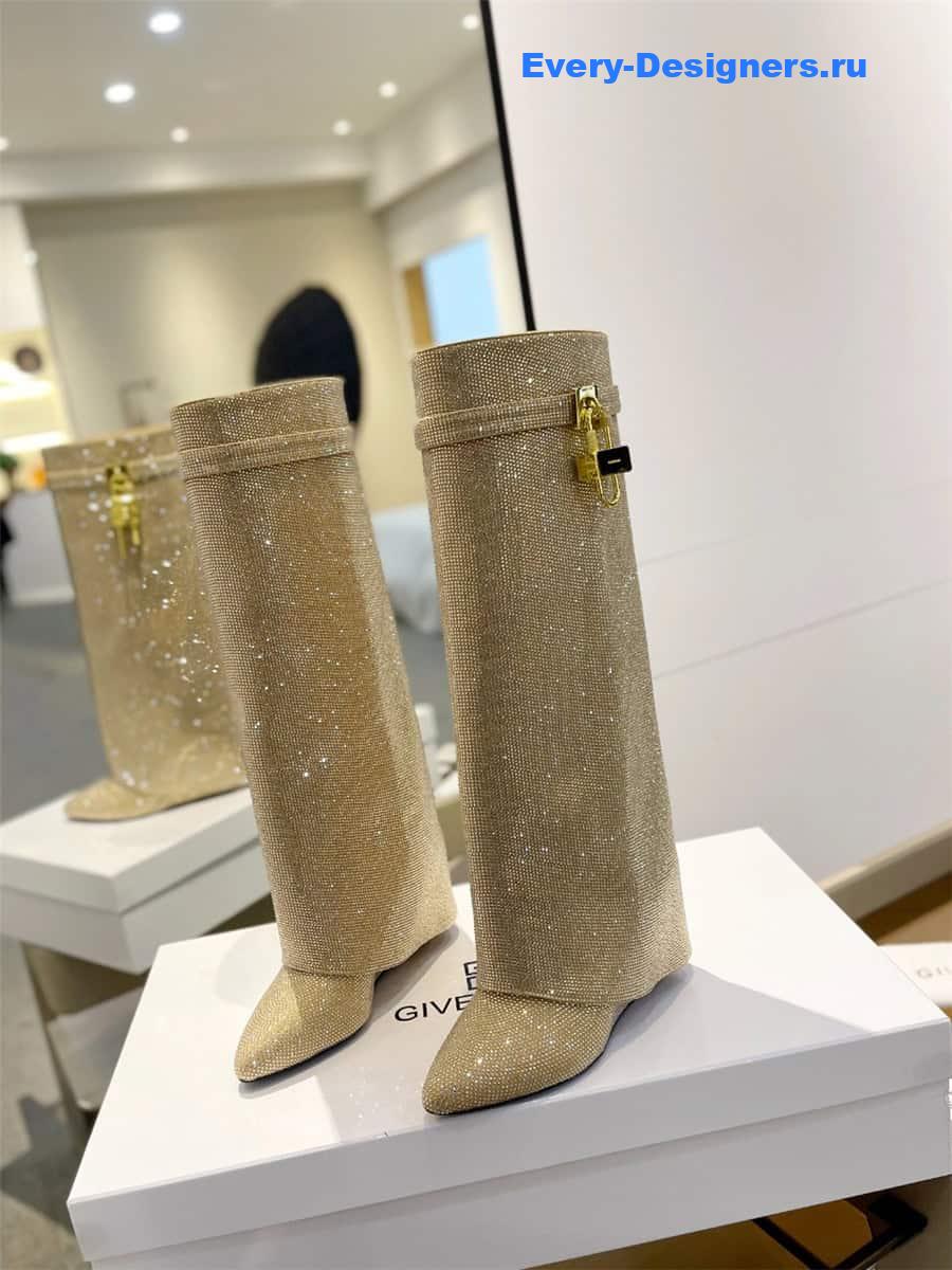 Givenchy Shark Lock Boots in Satin with Strass
