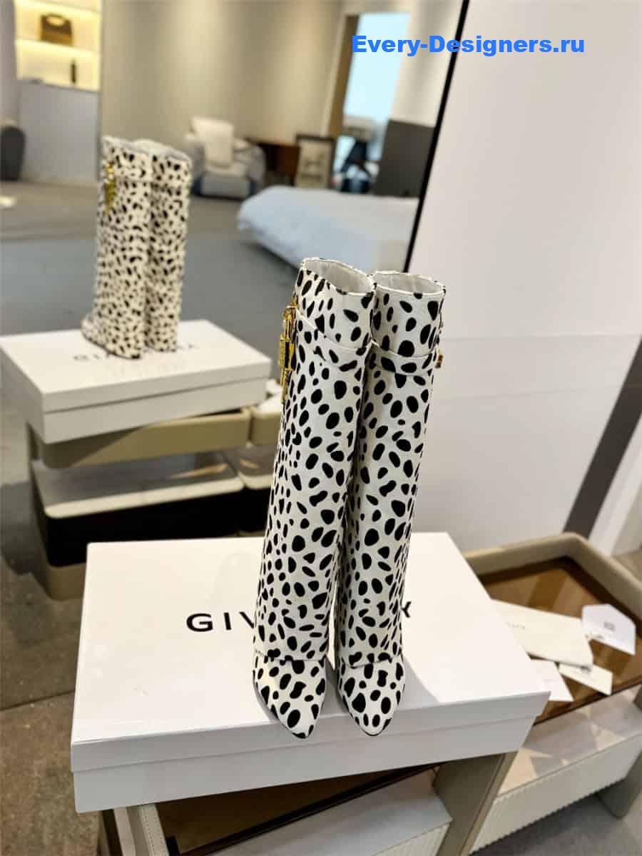 Givenchy Shark Lock Leopard Knee-High Boots