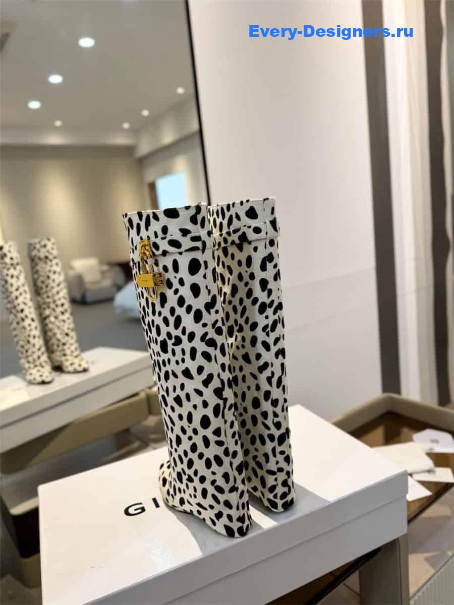 Givenchy Shark Lock Leopard Knee-High Boots