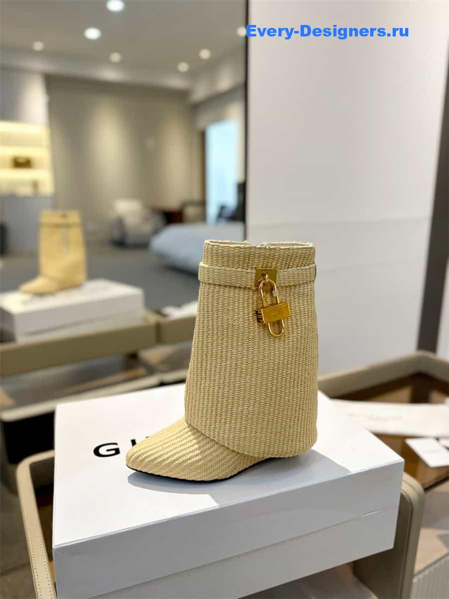 Givenchy Shark Lock Ankle Boots in Raffia