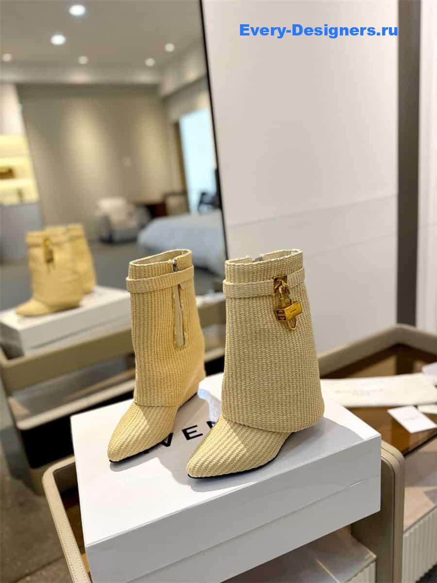 Givenchy Shark Lock Ankle Boots in Raffia