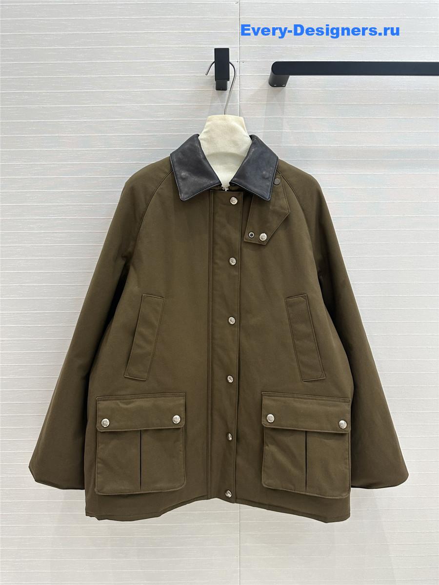 M1um1u lapel canvas cotton jacket