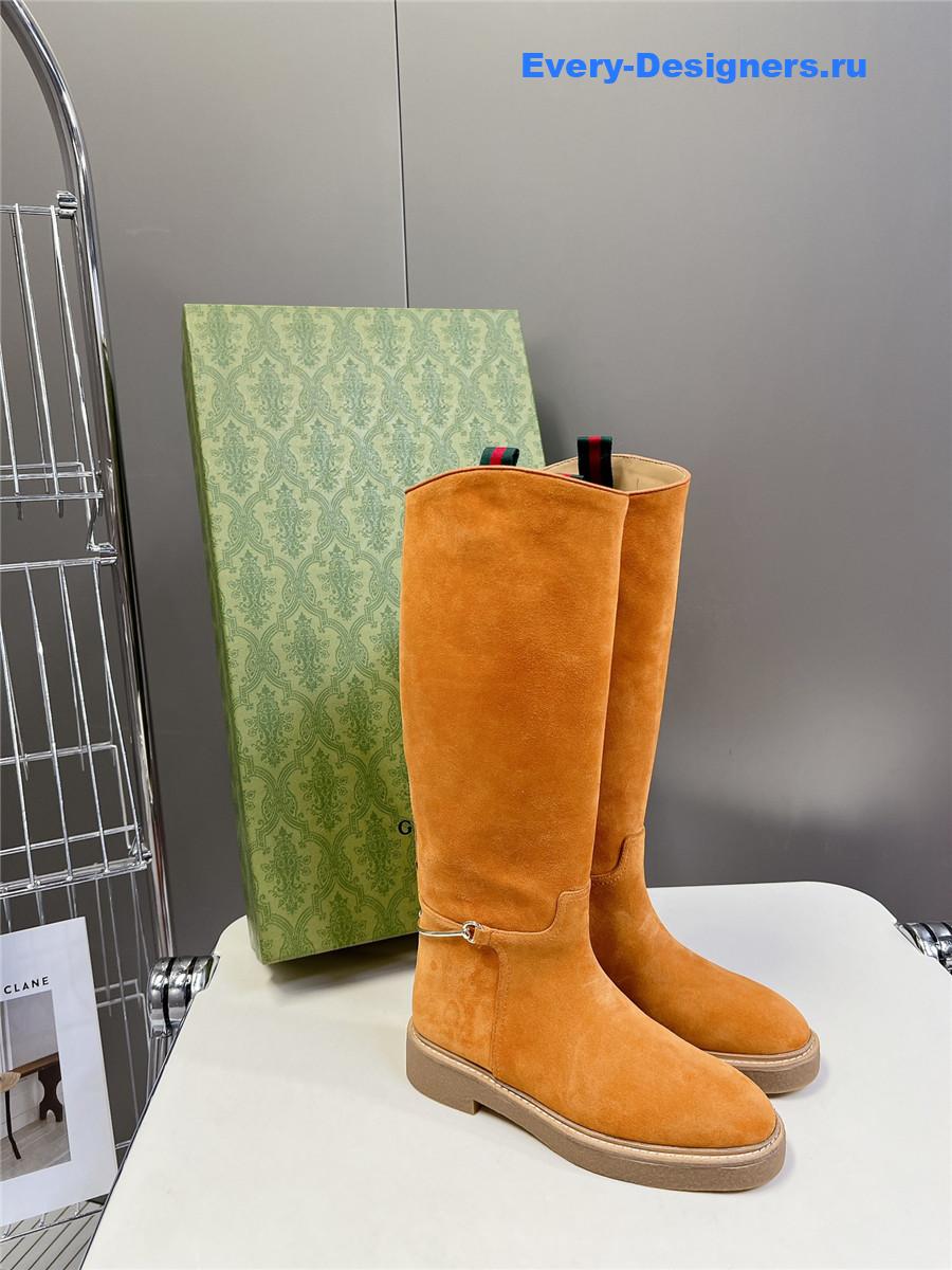 Gvc*1 suede slim horsebit boot in brown