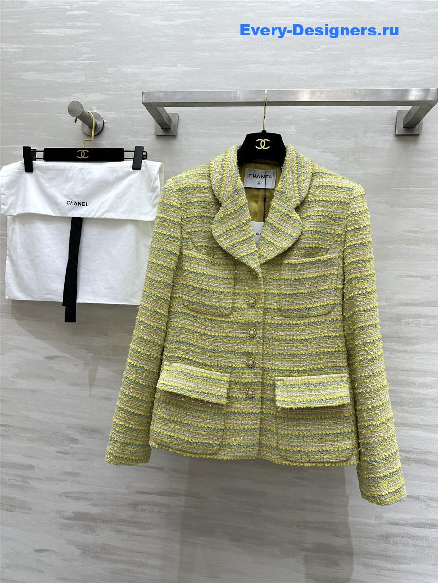 Ch**el sequined wool and soft tweed lapel coat