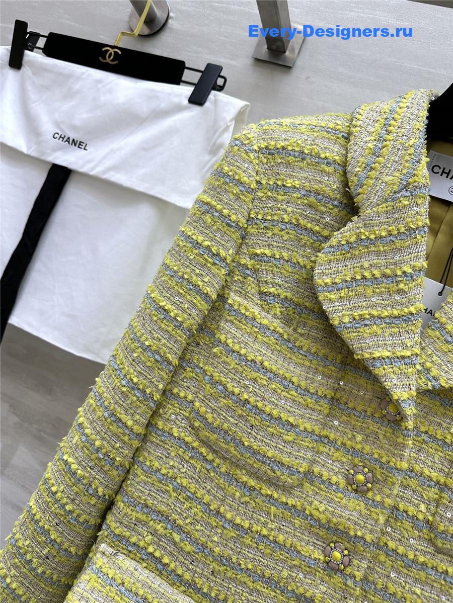 Ch**el sequined wool and soft tweed lapel coat