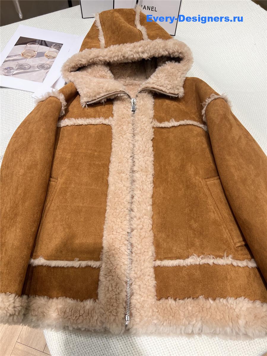 L0ew* lambswool hooded coat