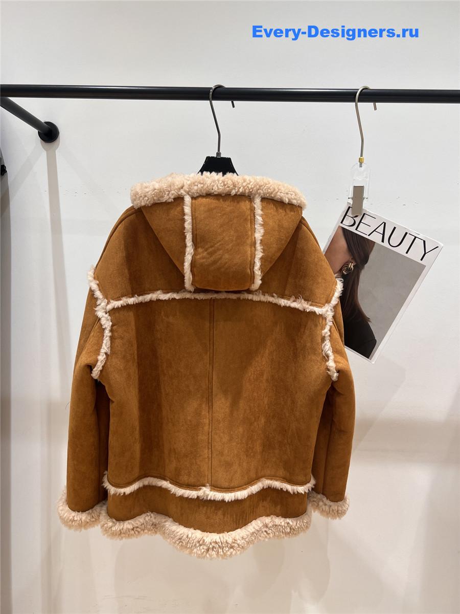 L0ew* lambswool hooded coat