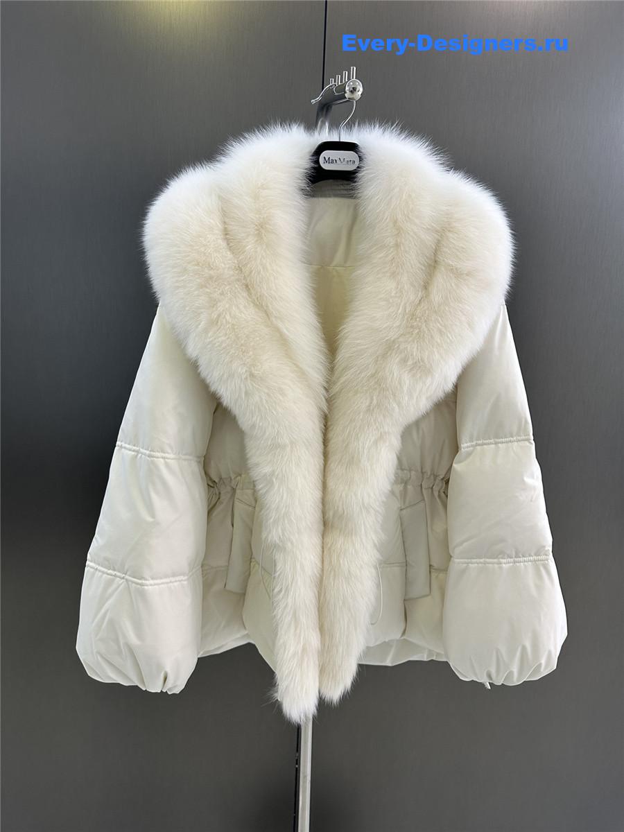 Vanitoo Seia White Fur Trim Cube Coat