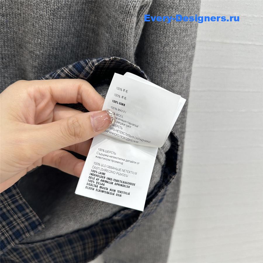 Miu Miu Lining Hem Wool Sweater Grey