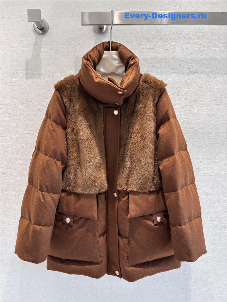 L0r0 P1ana mink stand collar down jacket