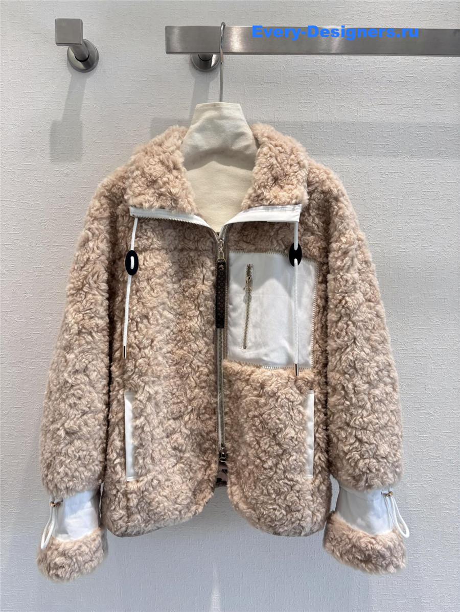 l0vis Vvtt0n lv lambswool curly lapel coat