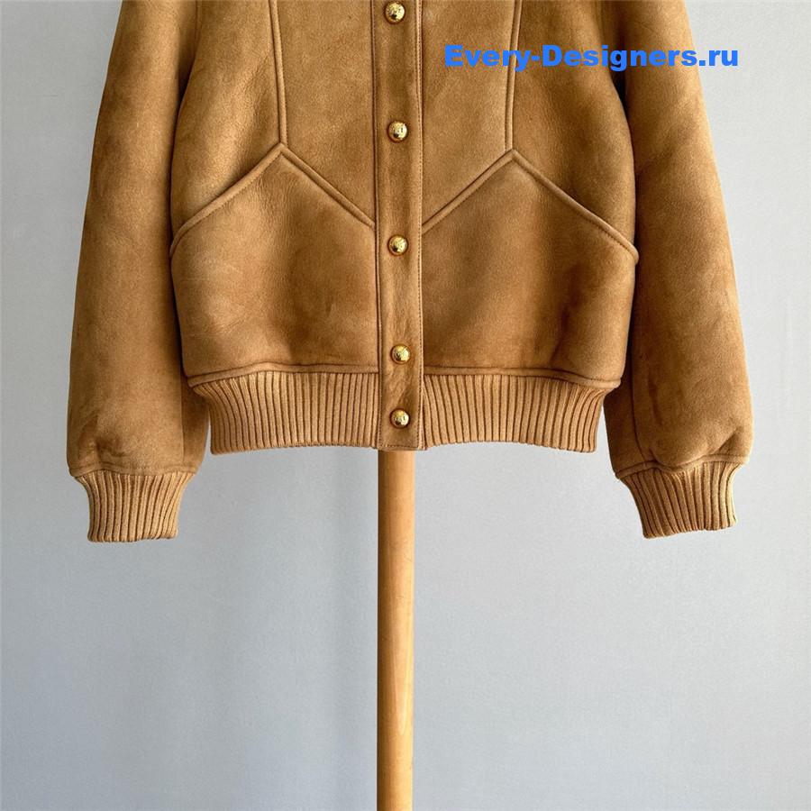 Ce1i*e shearling coat with fur collar