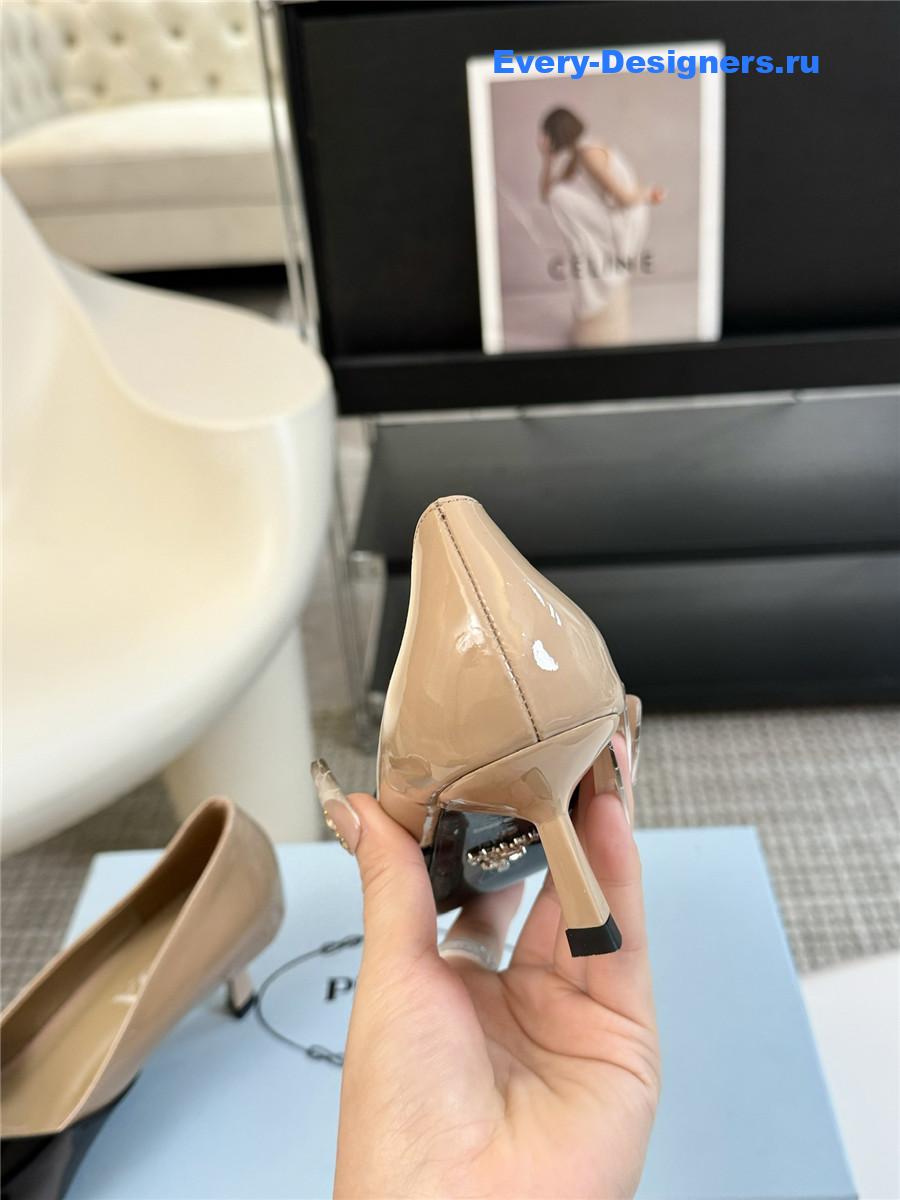 Pra*a smooth leather pumps black/nude