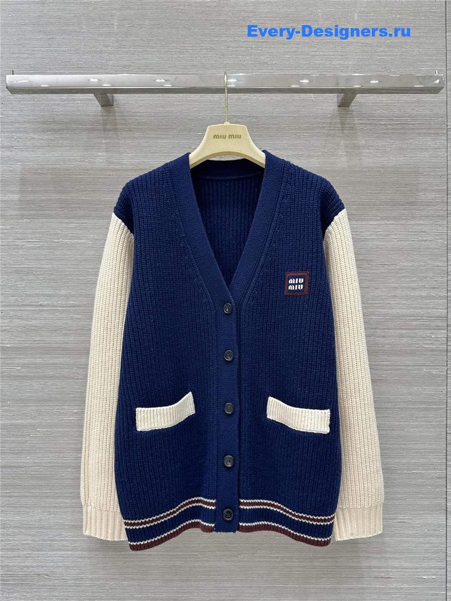 M1um1u v-neck cashmere cardigan coat