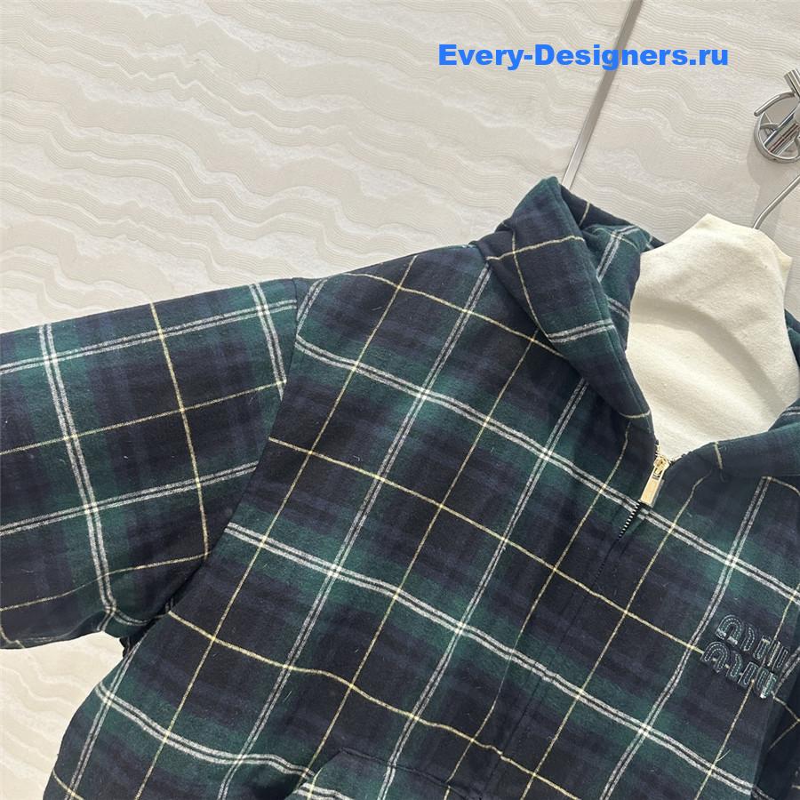M1um1u check puffer jacket