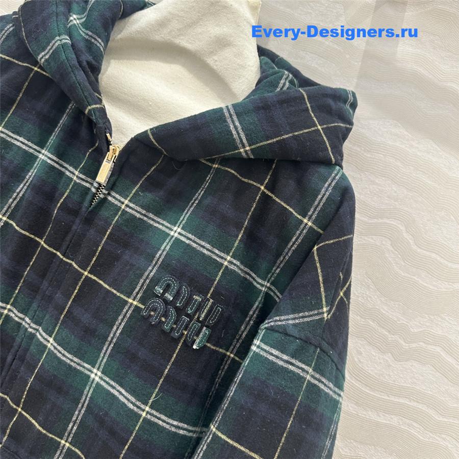 M1um1u check puffer jacket