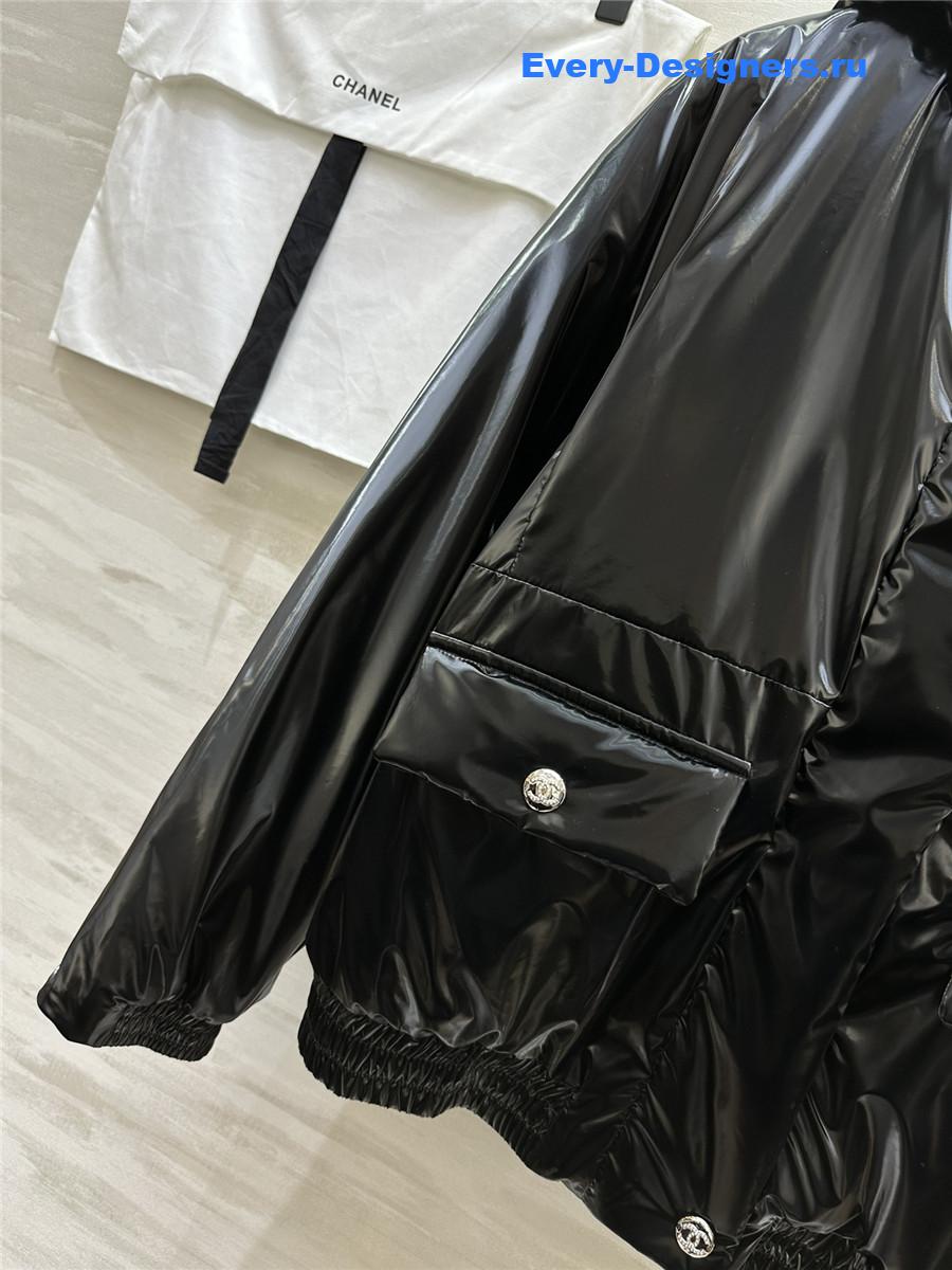 Ch**el sequined hooded puffer jacket