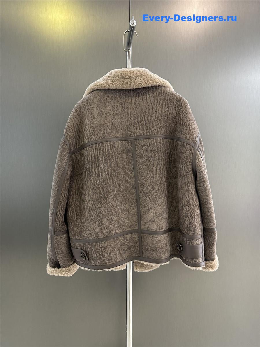 Acne studios leather and shearling coat