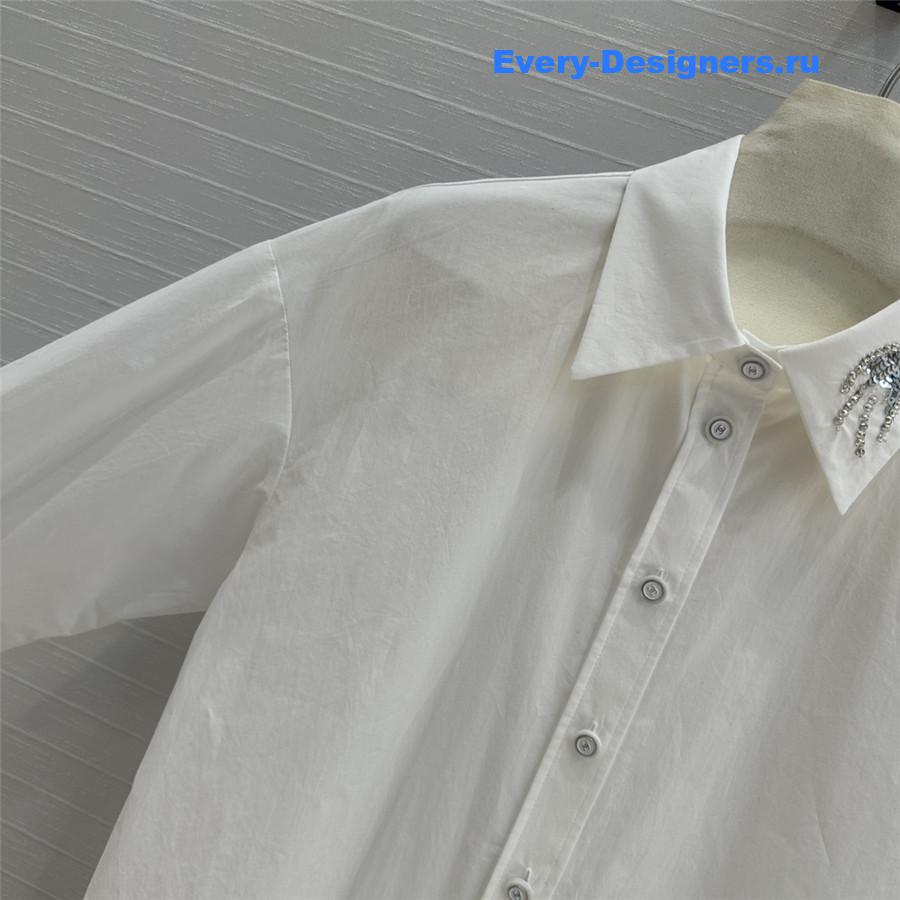 Ch**el sequin embroidered collar shirt