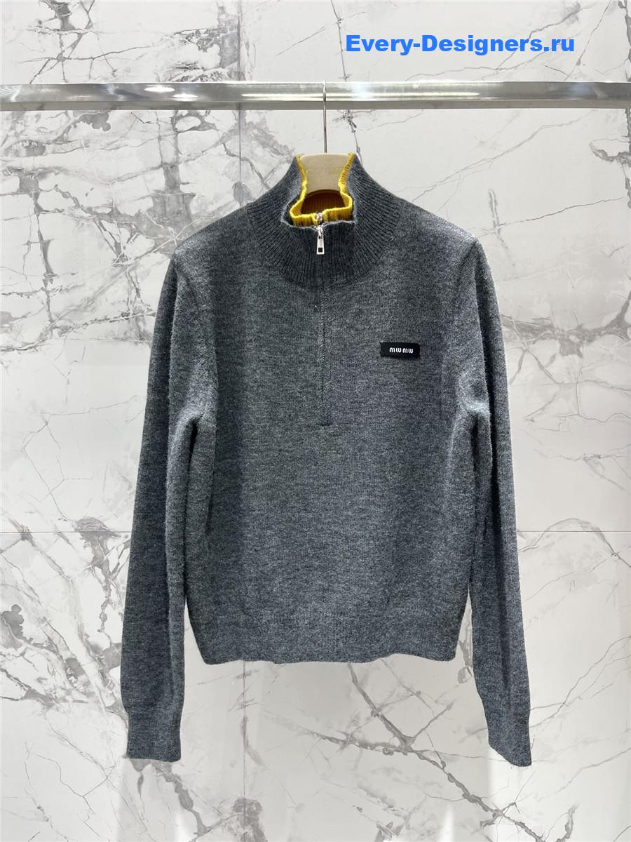 Miu Miu Double Knit Turtleneck Half-Zip Sweater