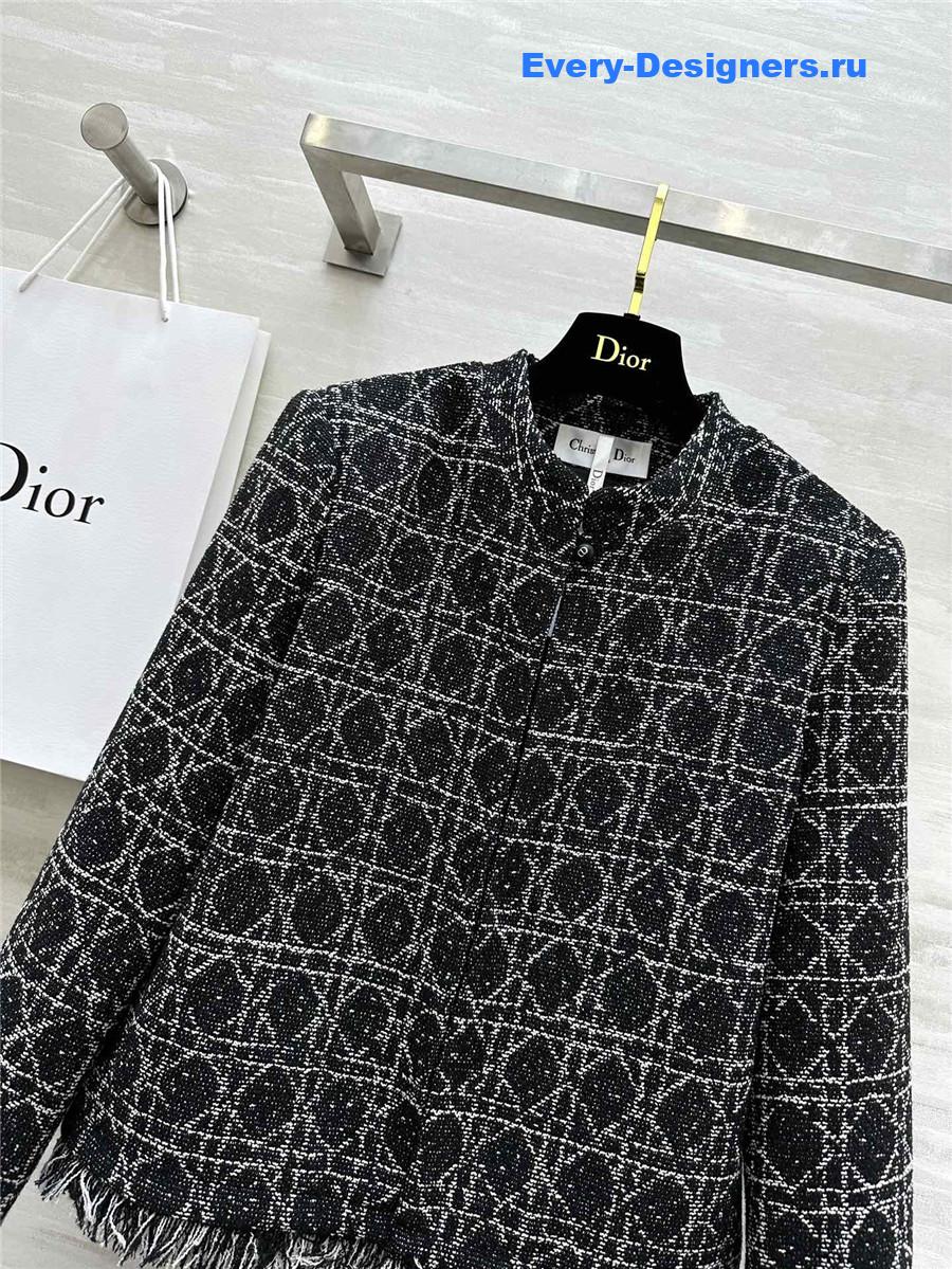 D10r quilted wool fringed coat