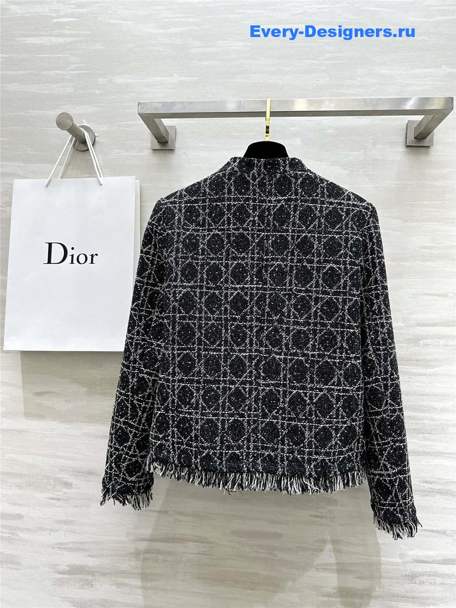 D10r quilted wool fringed coat