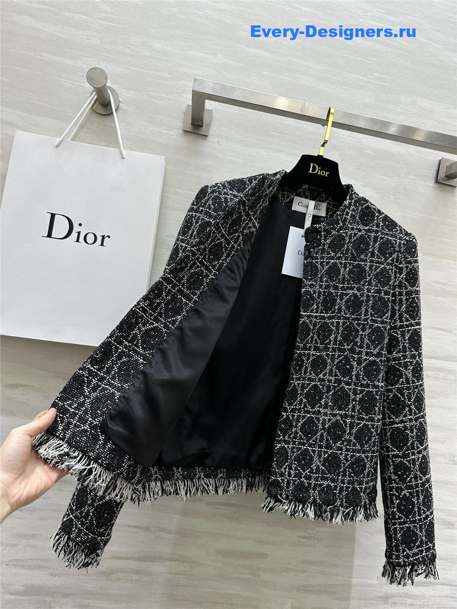 D10r quilted wool fringed coat