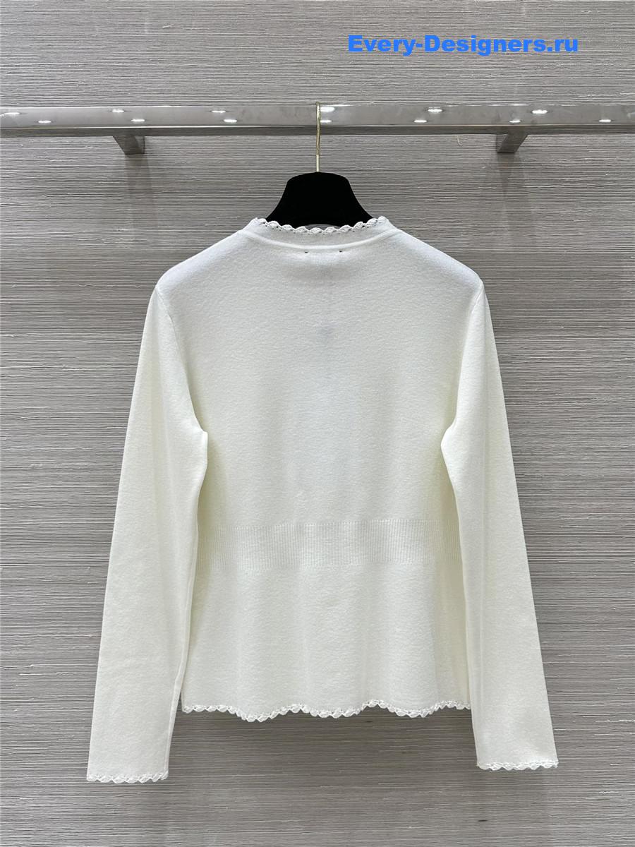 Ch**el v-neck crochet-trim cardigan in white