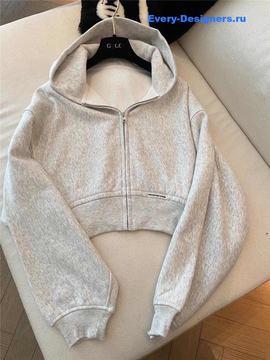A1exa*der wang cropped zip-up hoodie grey