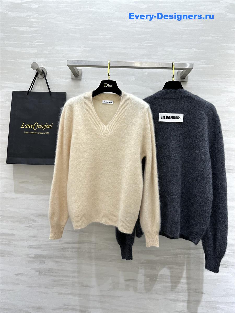 Jil Sander V-Neck Cashmere Sweater Lemon