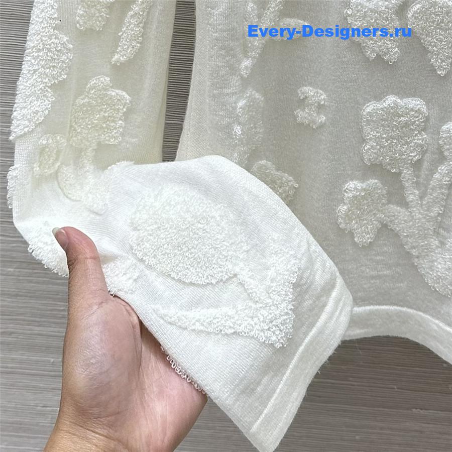 Ch**el embroidered turtleneck knit sweater in white