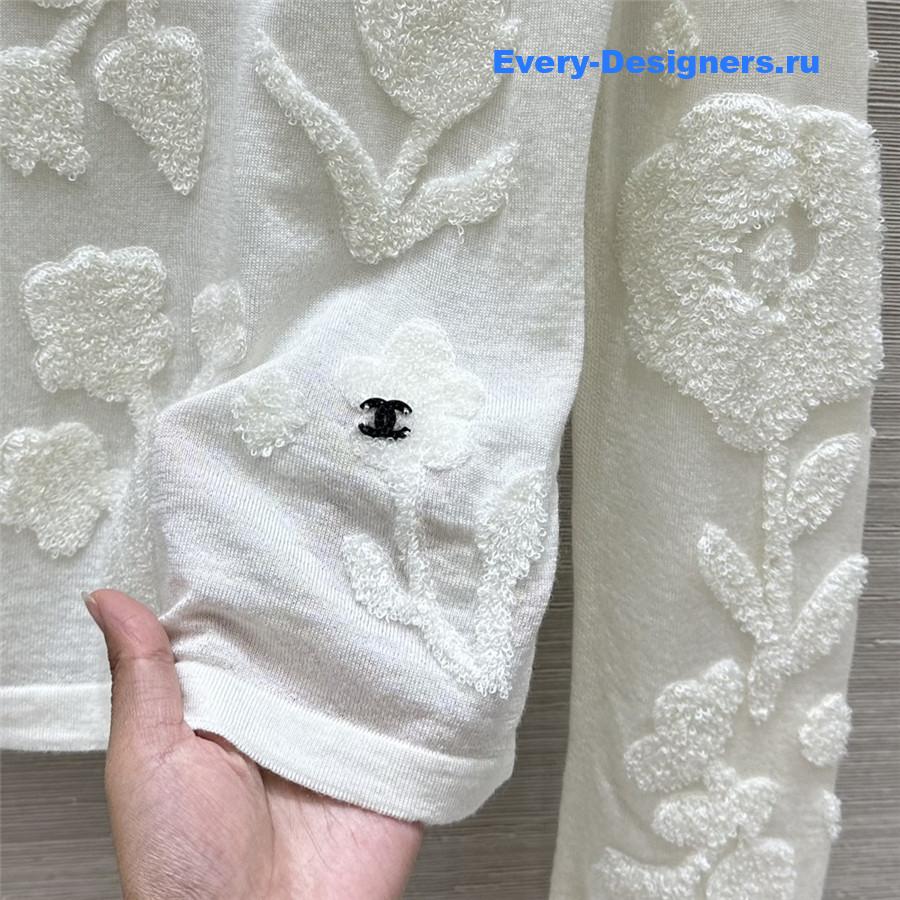 Ch**el embroidered turtleneck knit sweater in white