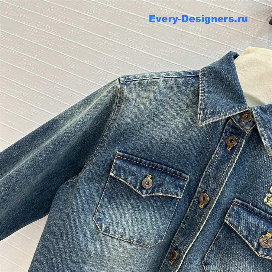 M1um1u color-block washed denim shirt