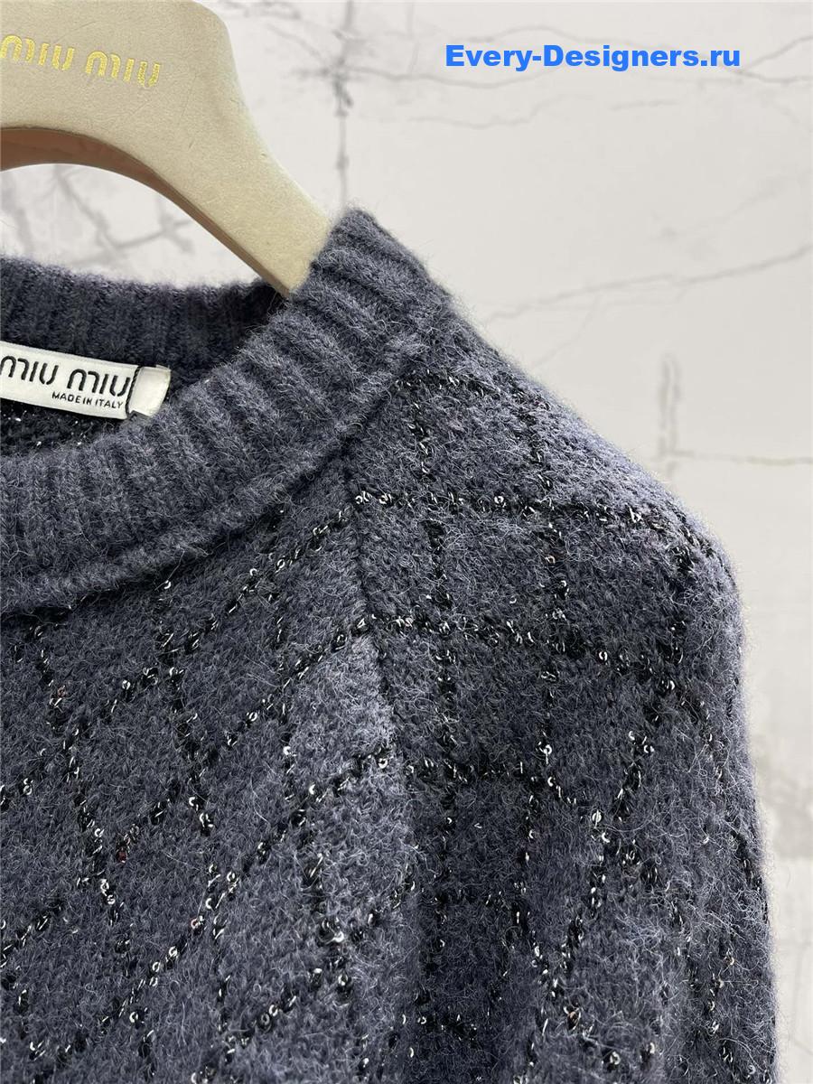 m1um1u D1am0nd sequin knitted cardigan