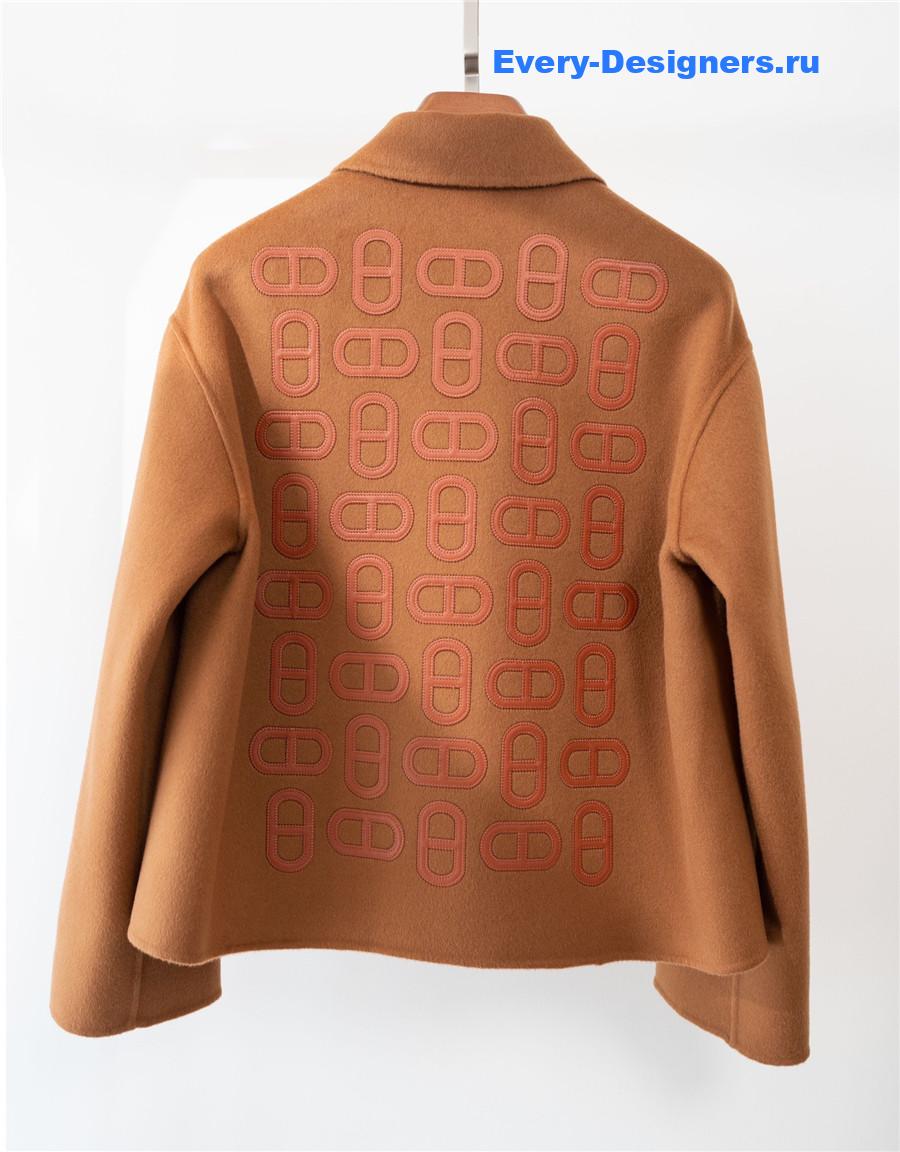 H**me5 embroidered mixed leather jacket