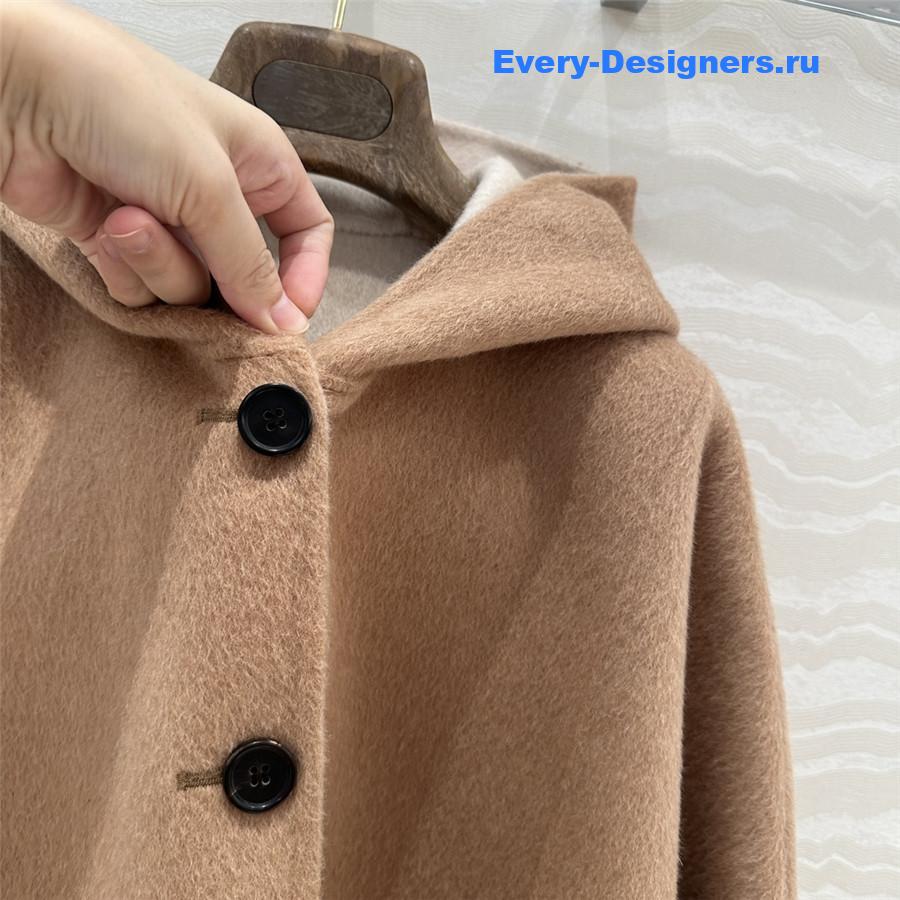 L0r0 P1ana brown hooded cashmere cape