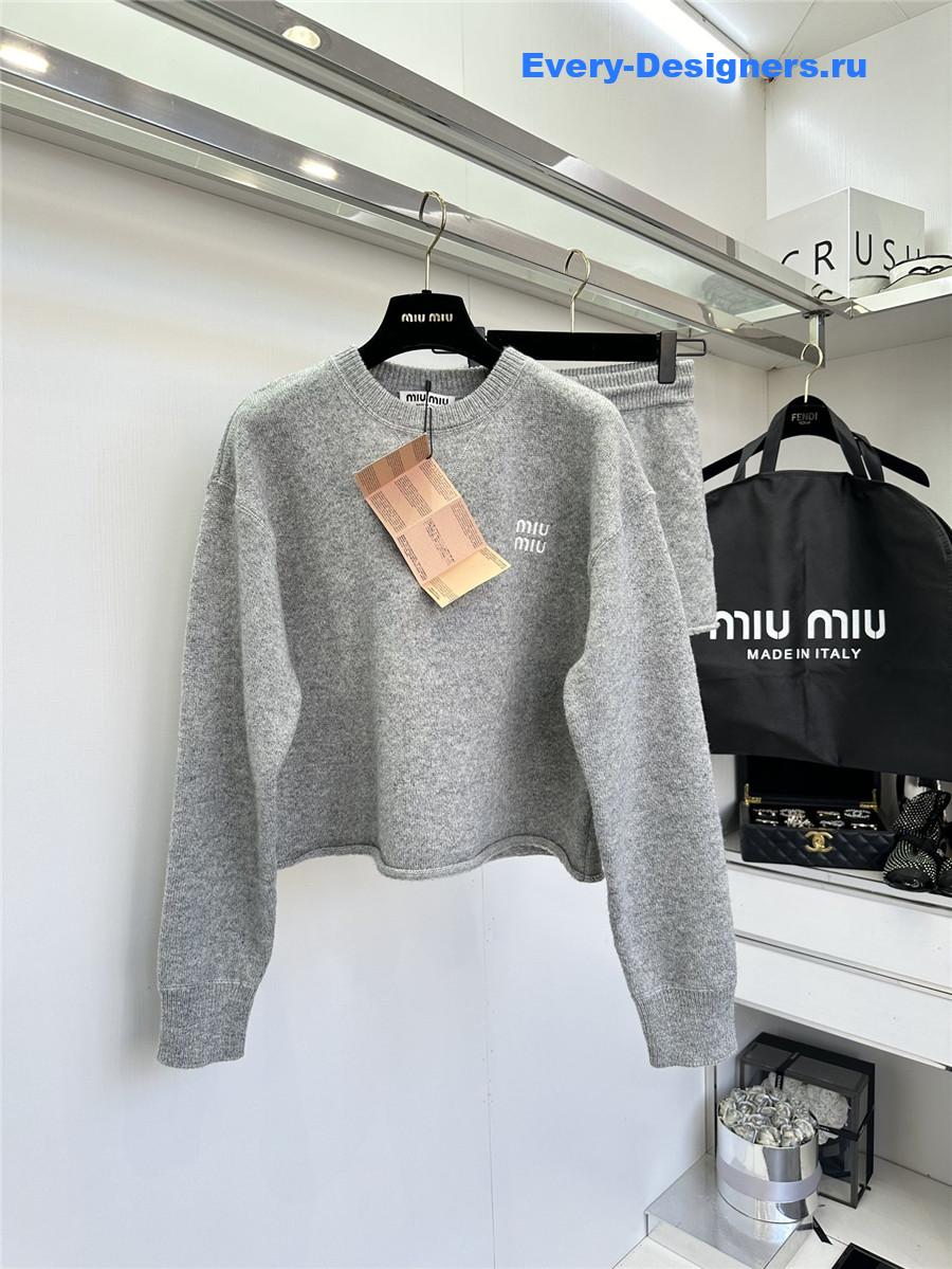 Miu Miu Logo Embroidered Cashmere Wool Sweater Set