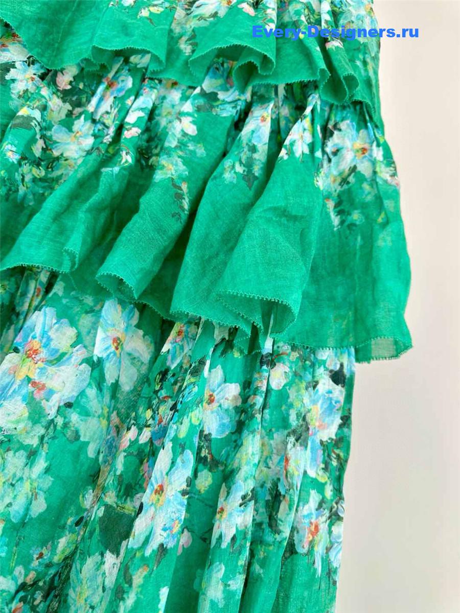 Zimm Everley Tiered Midi Skirt in Green