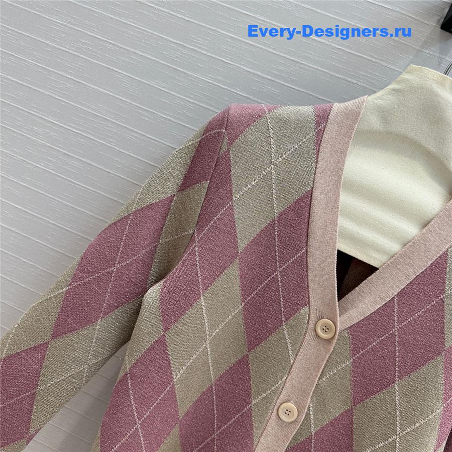 Gvc*1 pink gold thread wool cardigan